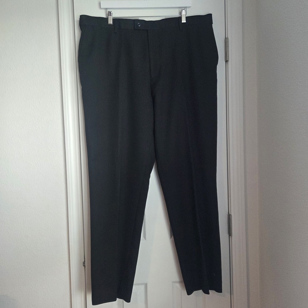 Saddlebred Mens Dress Pants 42 X 32 Black Flat Front Performance Trousers